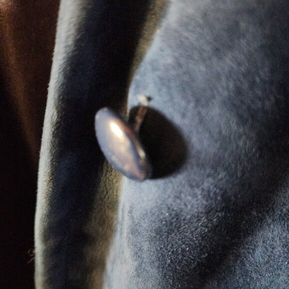 Women's Medium Beged-Or Blue Suede Leather Full Length Coat Made In Israel - Picture 12 of 14